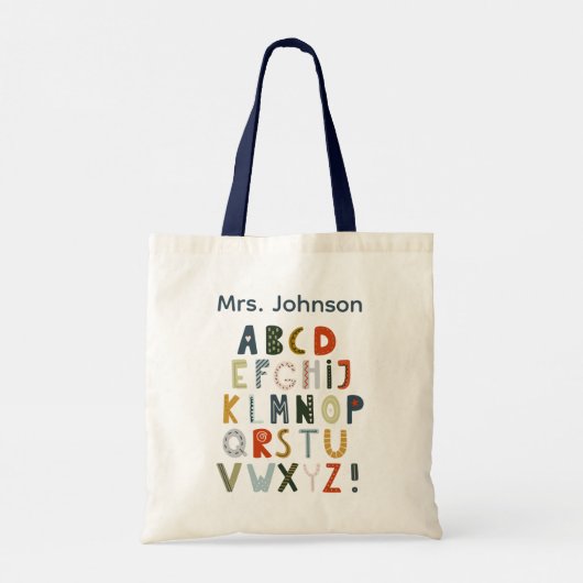 Teacher Tote Bag Gift Alphabet Art トートバッグ (裏面)