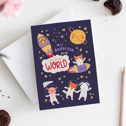 Teacher Valentine Card from Student | Cute Animals カード