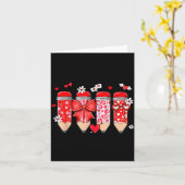 Teacher Valentine Coquette Bow Pencil Teacher Vale カード (黄色い花)