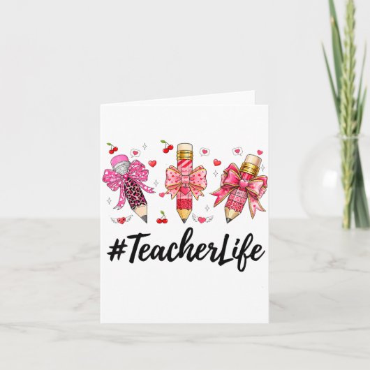 Teacher Valentine Coquette Bow Teacher Valentines  カード (正面)