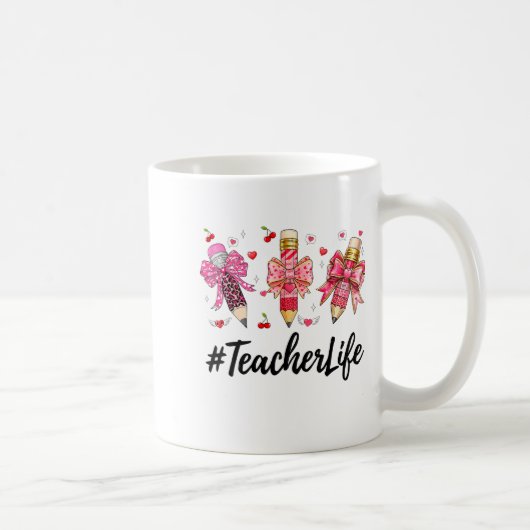 Teacher Valentine Coquette Bow Teacher Valentines  コーヒーマグカップ (右)