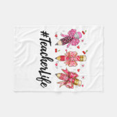 Teacher Valentine Coquette Bow Teacher Valentines  フリースブランケット (正面(横))