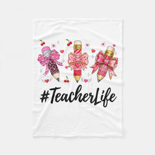 Teacher Valentine Coquette Bow Teacher Valentines  フリースブランケット (正面)