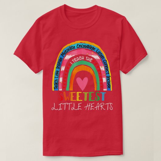 Teacher valentines day  teacher rainbow sweetest h tシャツ (デザイン正面)