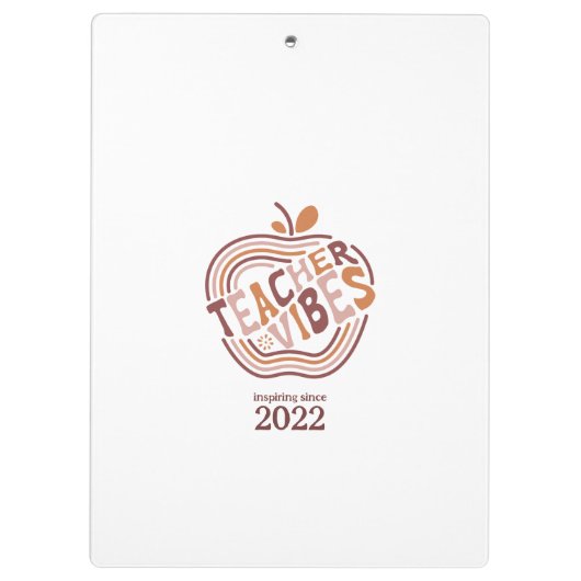 Teacher Vibes Boho Apple Appreciation Gift クリップボード (裏面)
