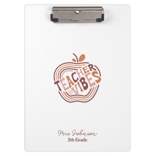Teacher Vibes Boho Apple Appreciation Gift クリップボード (正面)