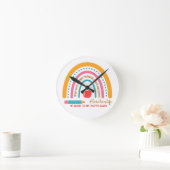 #Teacherlifeレインボーパーソナライズされた教室 ラウンド壁時計 (ホーム)