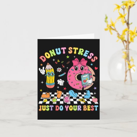 Teachers Donut Stress Just Do Your Test Day Boys G カード (黄色い花)