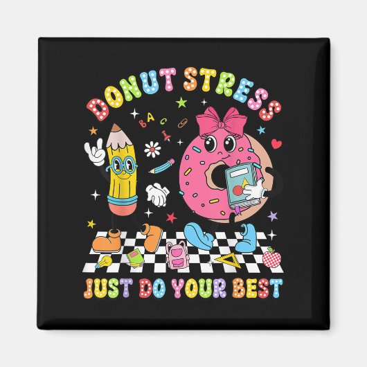 Teachers Donut Stress Just Do Your Test Day Boys G マグネット (正面)