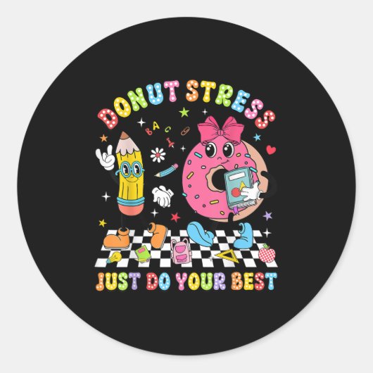 Teachers Donut Stress Just Do Your Test Day Boys G ラウンドシール (正面)