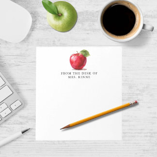 Teacher's From The Desk of Watercolor Apple ノートパッド
