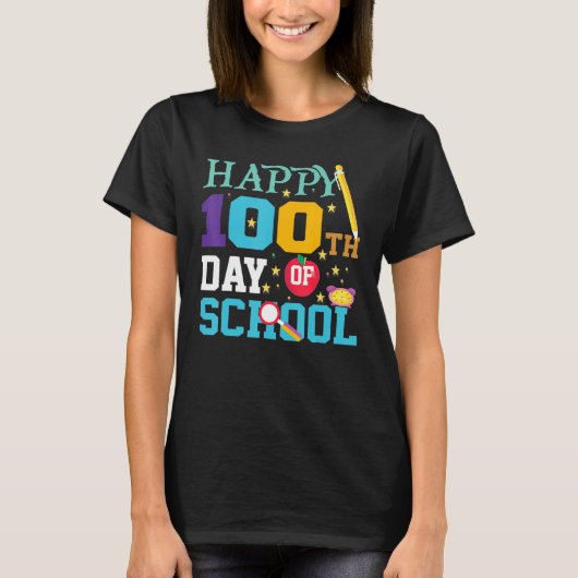 Teachers Pre K Kindergartens  Happy 100th Day Of S Tシャツ (正面)