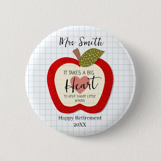 Teachers Teach From the Heart Retirement Button  缶バッジ (正面)