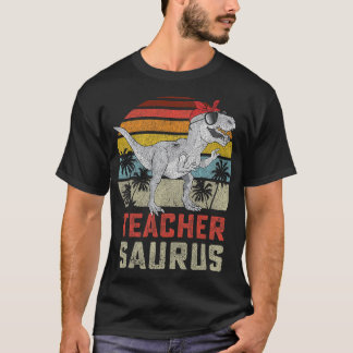 Teachersaurus Tレックス恐竜先生Saurusファミリー Tシャツ