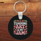 Teaching Art Is My Jam Retro Funny Art Teacher Str キーホルダー (正面)
