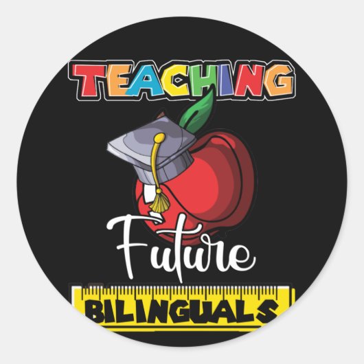 Teaching Future Bilinguals Spanish Teacher Apple ラウンドシール (正面)
