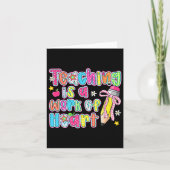 Teaching Is A Work Of Heart Pencil Bow Teacher Val カード (正面)