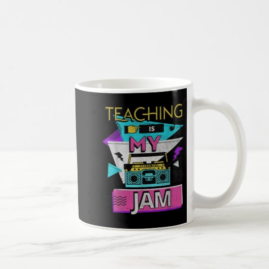 Teaching Is My Jam Funny Retro Teacher Back To Sch コーヒーマグカップ (右)