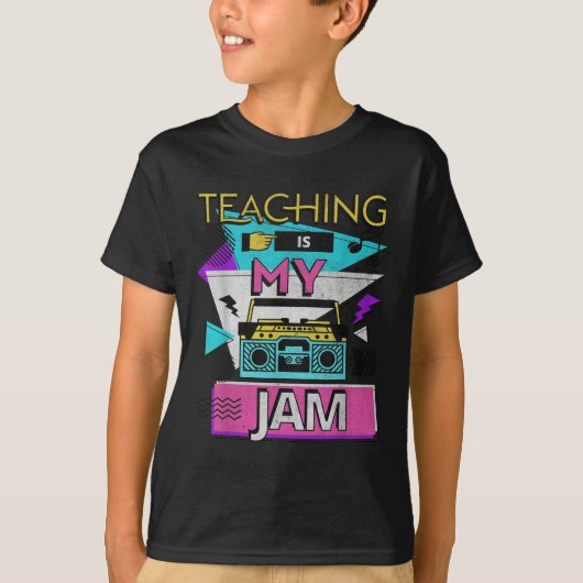 Teaching Is My Jam Funny Retro Teacher Back To Sch Tシャツ (正面)