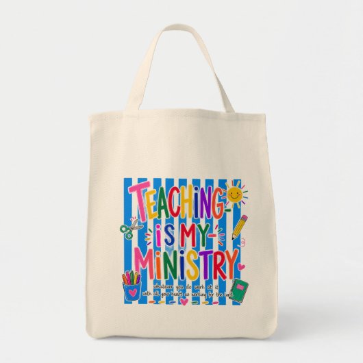 Teaching Is My Ministry Christian Teacher Tote トートバッグ (正面)