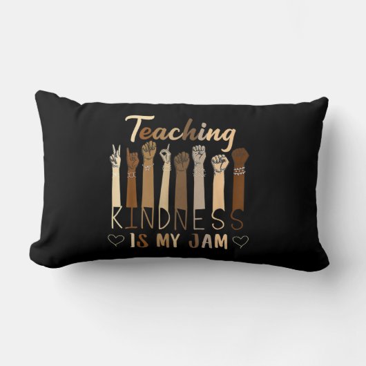 Teaching Kindness Is My Jam Autism Awareness T-Shi ランバークッション (正面)
