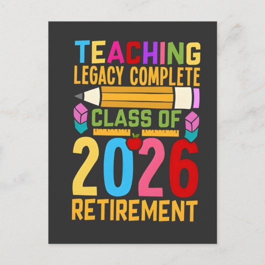 Teaching Legacy Complete Class of 2026 Retirement  ポストカード (正面)