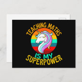 Teaching Maths Is My Superpower Unicorn ポストカード (正面/裏面)