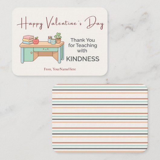 Teaching with Kindness – Teacher Valentine Card ノートカード (正面/裏面)