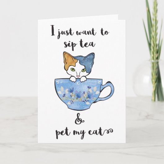 TeaCupで子猫 カード (正面)