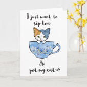 TeaCupで子猫 カード (黄色い花)