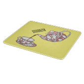 Teacupセットカートゥーンイラストレーション カッティングボード (角)