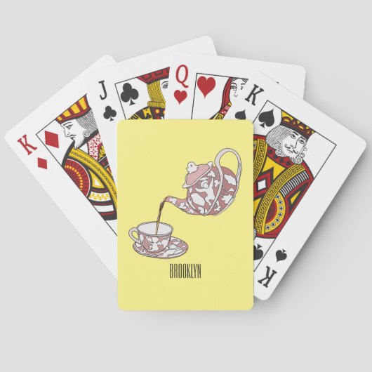 Teacupセットカートゥーンイラストレーション トランプ (裏面)