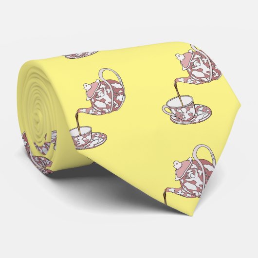 Teacupセットカートゥーンイラストレーション ネクタイ (ロール)