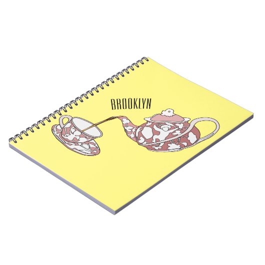 Teacupセットカートゥーンイラストレーション ノートブック (左側)