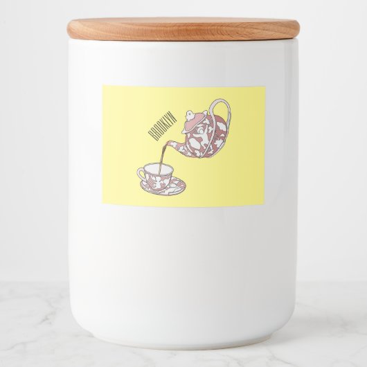 Teacupセットカートゥーンイラストレーション フードラベル (正面)