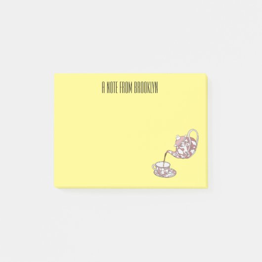 Teacupセットカートゥーンイラストレーション ポストイット (正面)