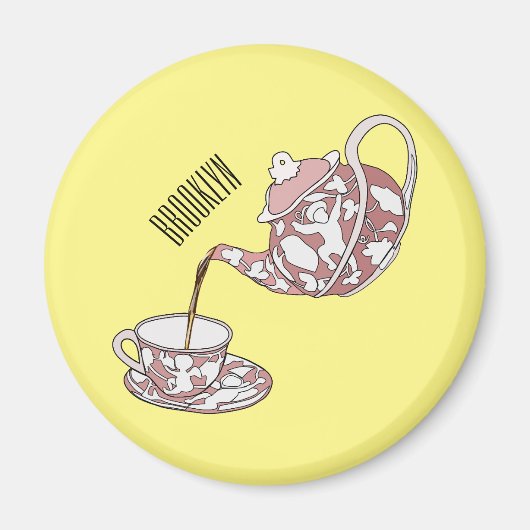 Teacupセットカートゥーンイラストレーション マグネット (正面)