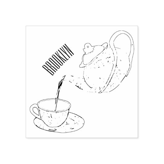 Teacupセットカートゥーンイラストレーション ラバースタンプ (インプリント)