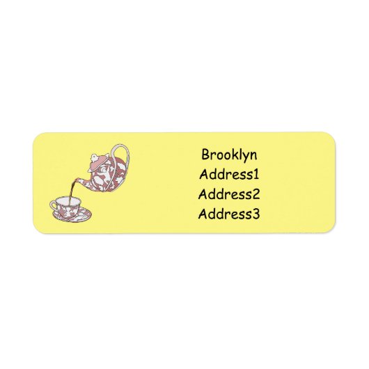 Teacupセットカートゥーンイラストレーション ラベル (正面)