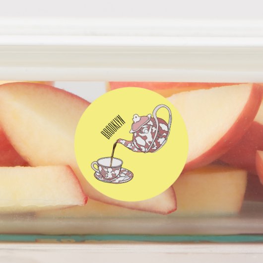 Teacupセットカートゥーンイラストレーション ラベル (貼付)
