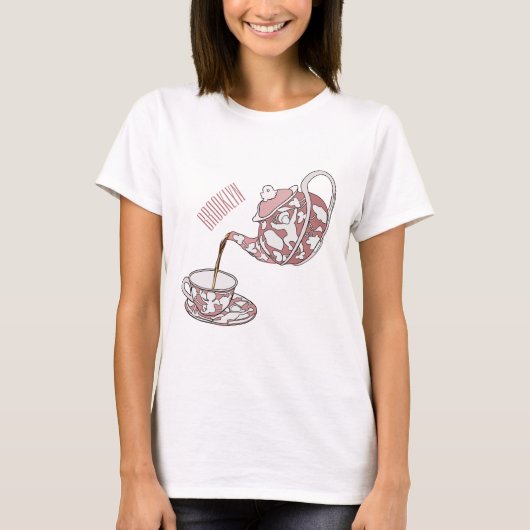 Teacupセットカートゥーンイラストレーション Tシャツ (正面)