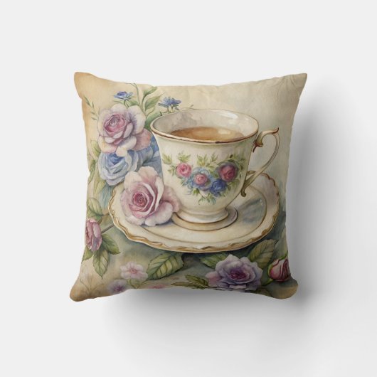 Teacup and Flowers クッション (裏面)