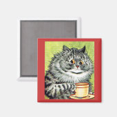 Teacup Cat Magnet by Louis Wain マグネット (正面/裏面)