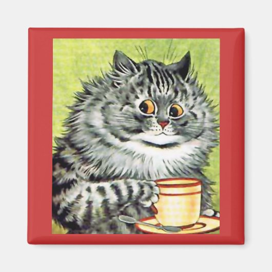 Teacup Cat Magnet by Louis Wain マグネット (正面)