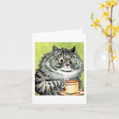 Teacup Cat Note Card by Louis Wain カード (黄色い花)