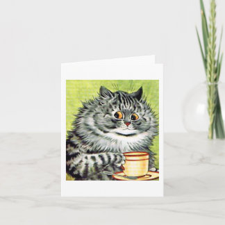 Teacup Cat Note Card by Louis Wain カード