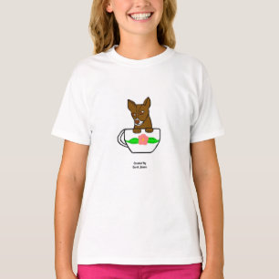 Teacup ChihuahuaガールズホワイトベーシックTシャツ Tシャツ
