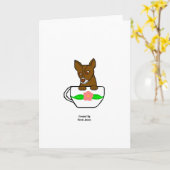 Teacup Chihuahua垂直グリーティングカード カード (黄色い花)