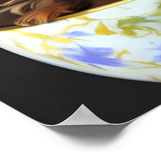 Teacup Digitalの愛らしいヨークシャーテリア絵画。 ポスター (角)