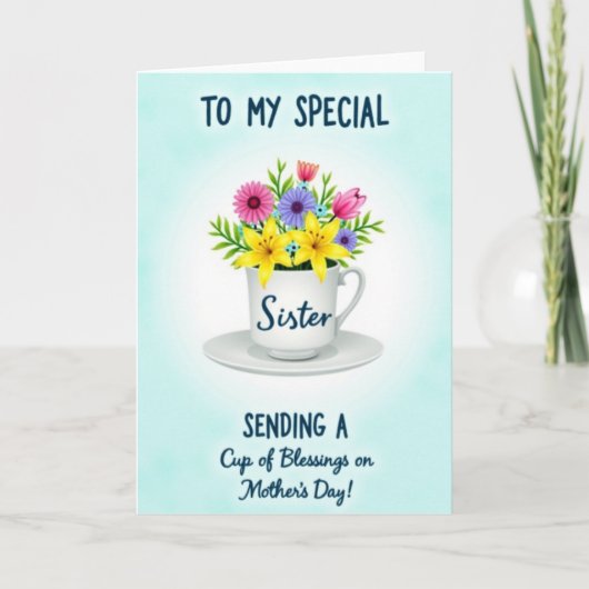 Teacup Mothers Day Blessings Card カード (正面)